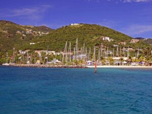 Leaving Nanny Cay in the British Virgin Islands behind