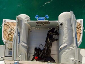 dinghy hauled aboard