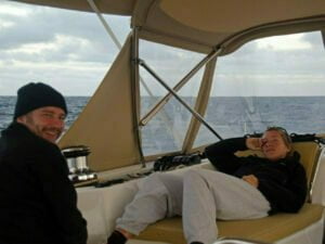 Lounging on deck mid-Atlantic