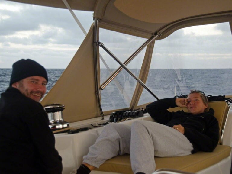 Lounging on deck mid-Atlantic