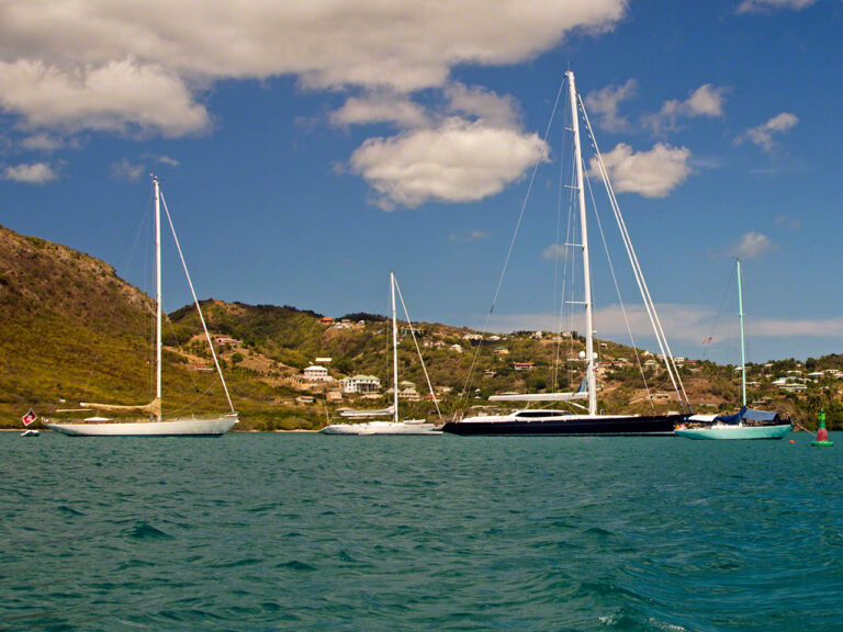 Big yachts anchored in Falmouth