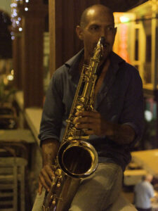Saxophoe player in Grand Case
