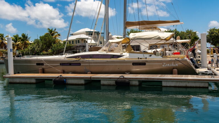 Zanshin at the docks in Nanny Cay Marina in the British Virgin Islands