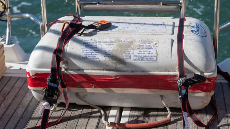 Michael gave me his old liferaft instead of putting it into the dumpster. It is 8 years out of inspection but I figure it is better than nothing  and I can always dispose of it in St. Martin upon arrival.