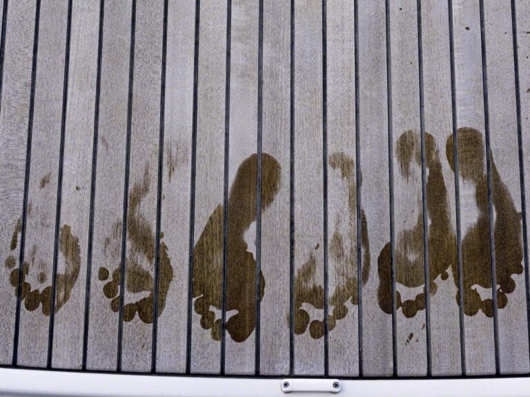 Footprints on the swim platform