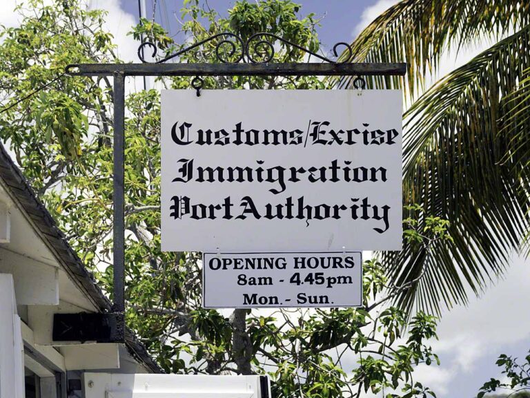 Customs and Immigration sign in Antigua