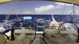 Looking aft on an ocean passage