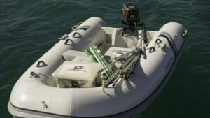 My dinghy loaded up with supplies for the boat