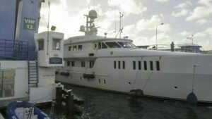 Megayacht entering the Simpson Bay Lagoon