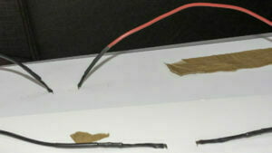 Wires soldered to rear of panels