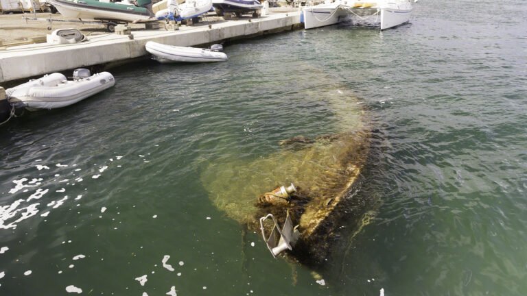Sunken boat from the hurricane