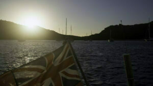 Sunrise while leaving Anse Colombier