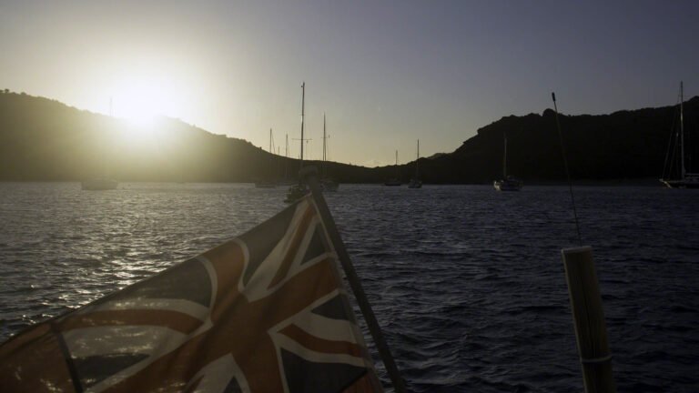 Sunrise while leaving Anse Colombier