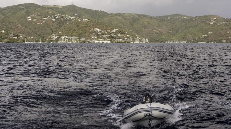 Nanny Cay getting smaller as I leave the marina bound for Norman Island