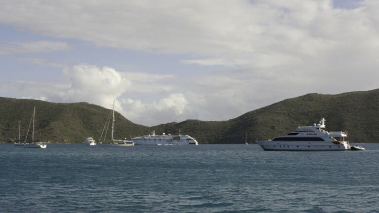 Many boats entered the North Sound today, most likely to find a sheltered anchorage for the upcoming winds