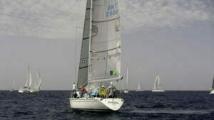 Augustine on the start line, doing a practice run before the race is to start