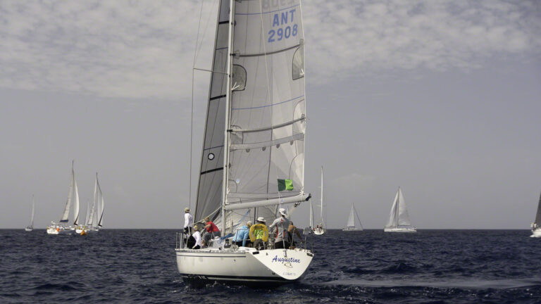 Augustine on the start line, doing a practice run before the race is to start