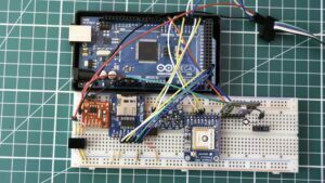 While the wiring does look a little like spaghetti, this breadboarded system measures temperature, humidity, pressure, GPS coordinates, Xantrex battery power, Solar energy