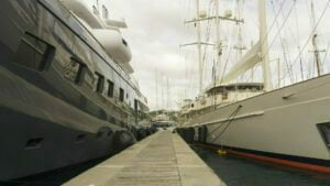 Mega-Mega yachts at the docks