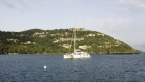 The morning sunlight makes these homes on the Peter Bay glow