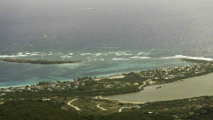 Viewed from Pic Paradis, Orient Bay looks quite pretty