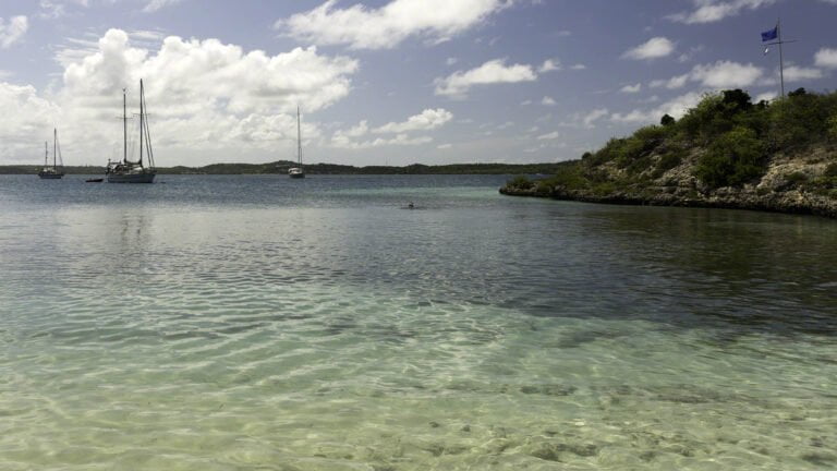 View from the beach at Green Island with Zanshin stage centre