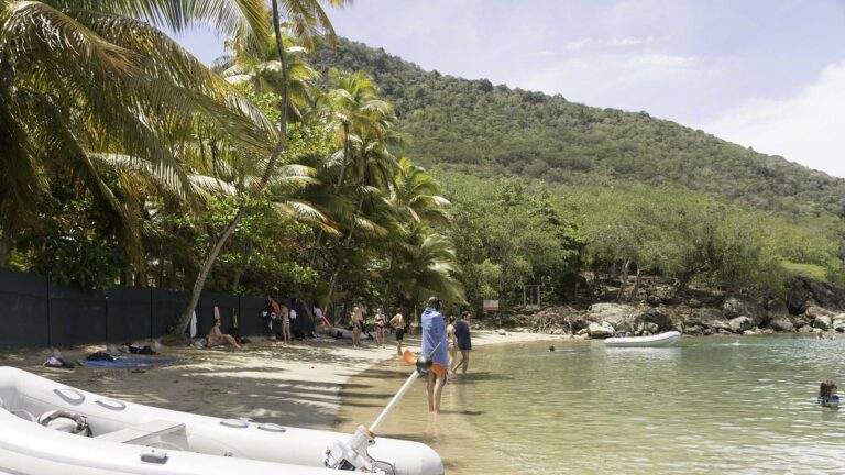 The beach is small and difficult to get to, yet it is usually pretty full as it is in this picture