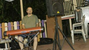 The Elmtones at The Elm in Cane Garden bay getting ready to start a set