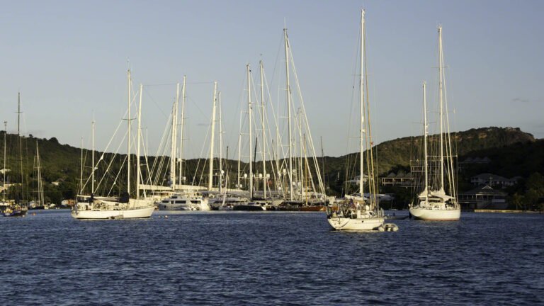 The docks are pretty full at Falmouth Harbour, with more sailboats than powerboats this time around and those tall masts are impressive