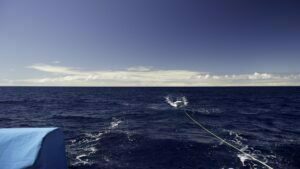 The island of St. Martin is way behind me, invisible but for the clouds it generates.