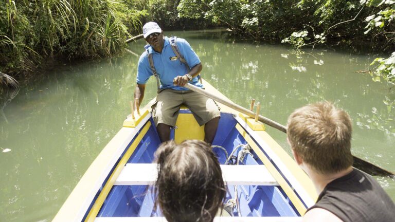 Alexis explaining the river fauna