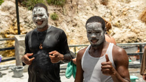 Our guides in the Mudbath at Soufriere