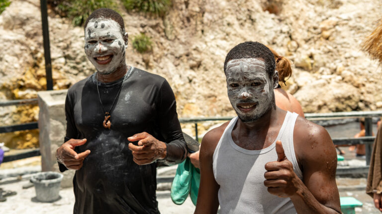 Our guides in the Mudbath at Soufriere