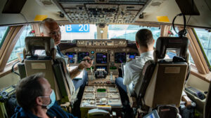 Cockpit of a Lufthansa 747 Jumbo