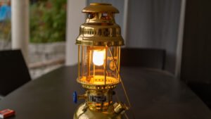 Petromax lantern glowing