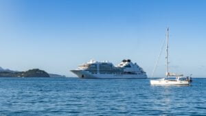 Seabourn Ovation anchored in Rodney Bay