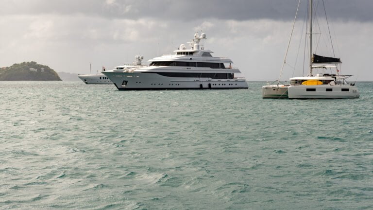 Megayachts in the anchorage