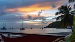 Sky glowing at sunset in Dominica