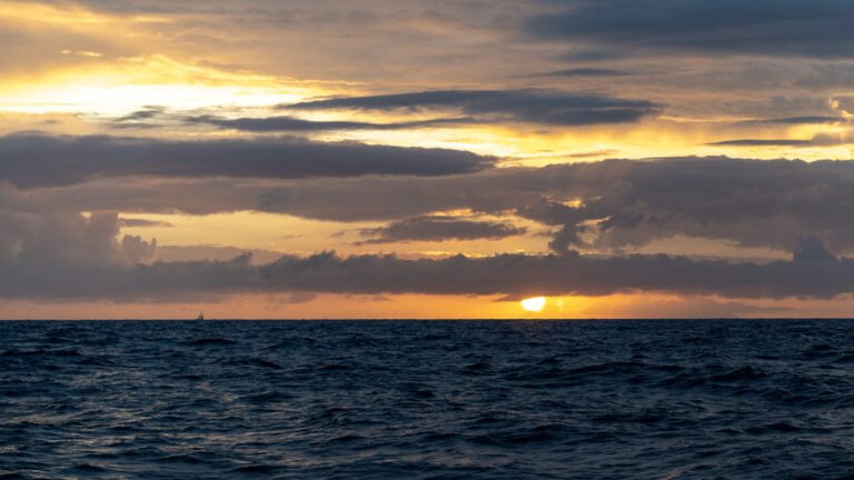 Sunset at sea close to St. Barths