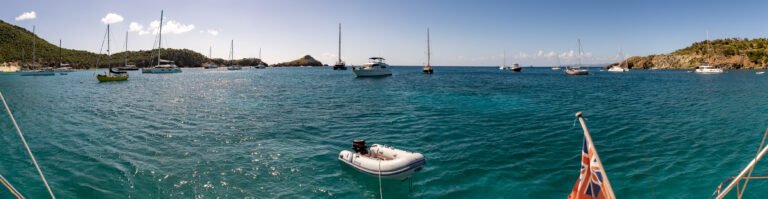Anse Colombier anchorage panorama