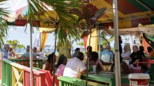 Sunshine's Bar on Sunday, Pinney's Beach on Nevis
