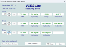 VCDS Software readings at idle