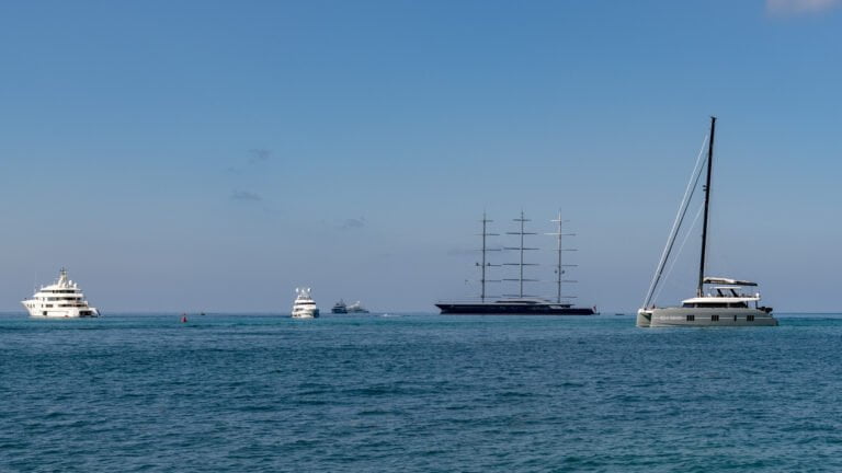Simpson Bay anchorage on a hot and windless day