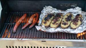 BBQ twice-baked and Merguez