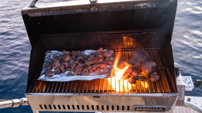 Finishing steak on the BBQ