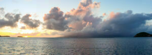 Sunset and rain on Guadeloupe