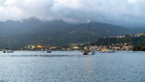 Anchor and town lights
