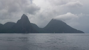 Pitons in the morning rain while on my escape to the south