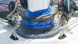 Mast boot temporary fix at Sandy Island on Sunday