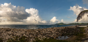 Sandy Island windward panorama while working from Paradise